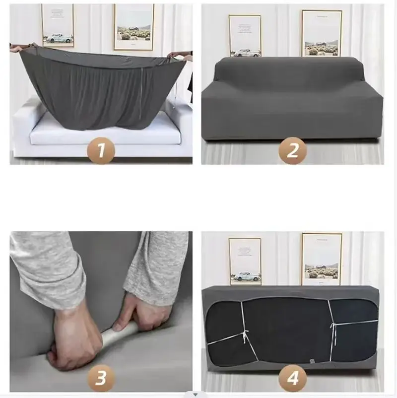 Solid Color Elastic Sofa Covers for Living Room Spandex Sectional Corner Sofa Slipcovers Couch Chair Cover 1/2/3/4 Seater