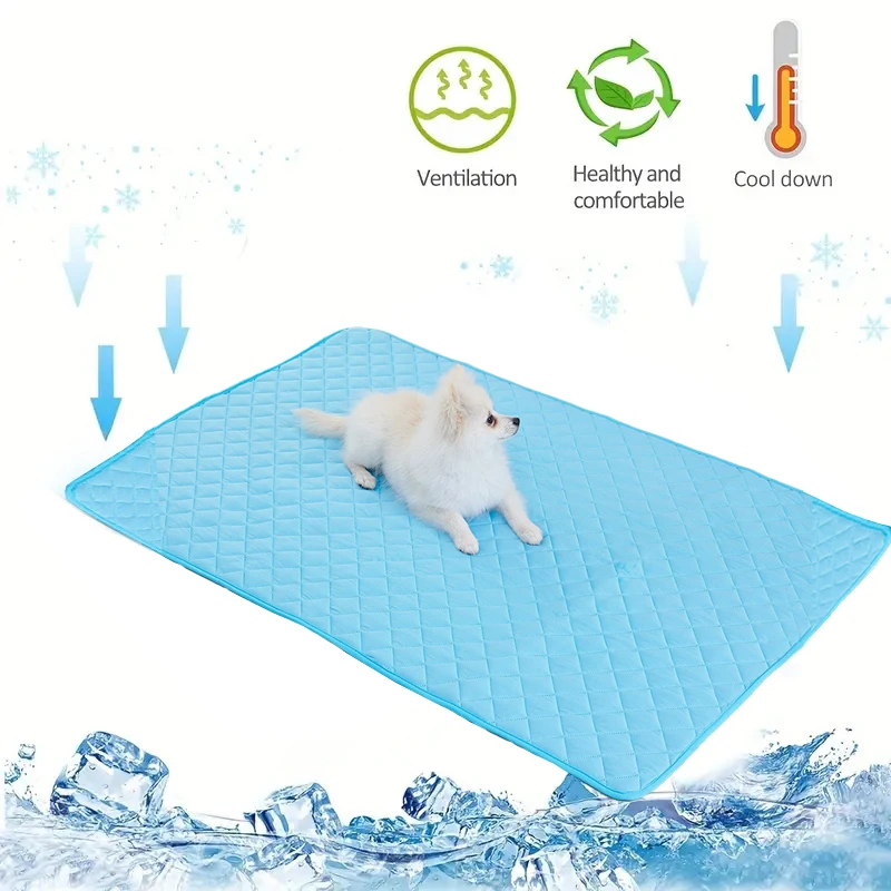 Washable Dog Cooling Mat Ice Silk Pet Self Cooling Pad Blanket for Indoor & Outdoor Car Seats Materials Safe, Easy Carry