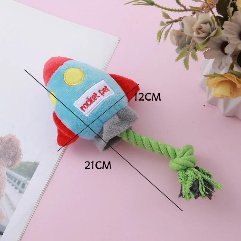 Plush Dog Toy Rocket Shape Bite Resistant Chew Toys Corduroy Dog Toys for Small Large Dogs Puppy Pets Training Accessories - Image 7