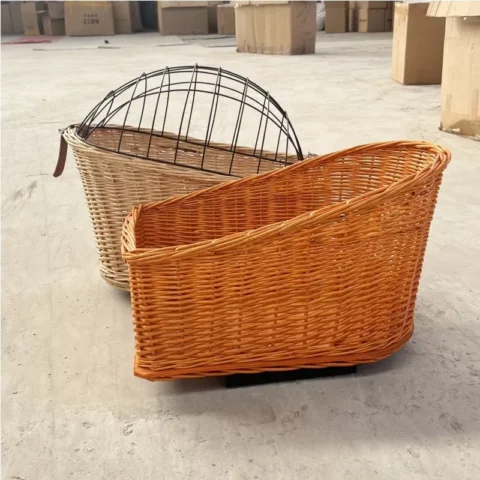 Travel Bicycle Pet Cage Car Basket Storage Basket with Iron Cover Dog Cage Storage Basket Rear Frame Rubber Vine Weaving