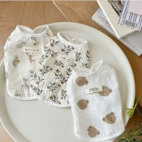 Bear Pet Vest Dog Clothes Cat Solid T-shirt Clothing Dogs Thin Small Fashion Chihuahua Summer Cats Vests Breathable Thin Sect