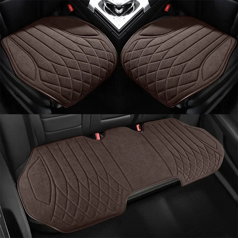 Universal Car Seat Covers,Soft Suede Fabric in Elegant Diamond Pattern,Breathable Car Seat Cushions for All Seasons,Full Set - Image 8