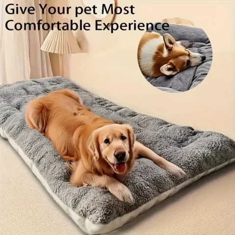 Adorable Rectangle Oversized Plush Dog Cat Bed Ultra Soft Polyester Pet Crate Pad Mat Sofa for All Size Cats Dogs