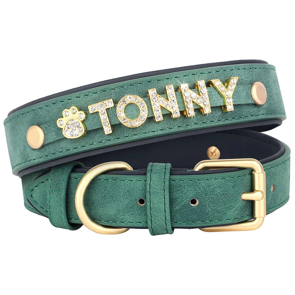 Customized Leather Dog Collar DIY Personalized Small Medium Dogs Chihuahua Pitbull Necklace Free Name Charms Pet Accessories - Image 8