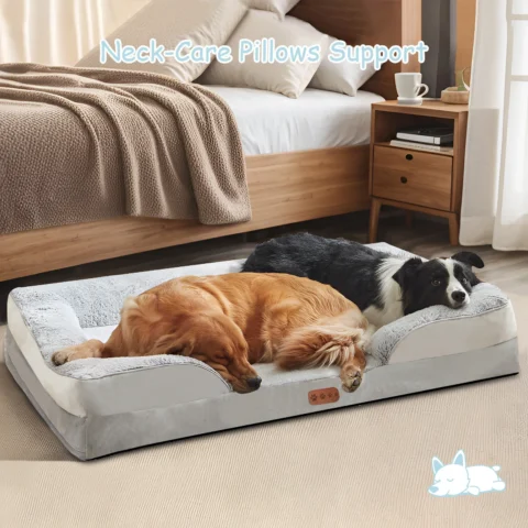 Orthopedic Memory Sponge Dog Bed with Universal C-Type Armrest Removable Pet Sofa Comfortable Cat Nest Dog Pad
