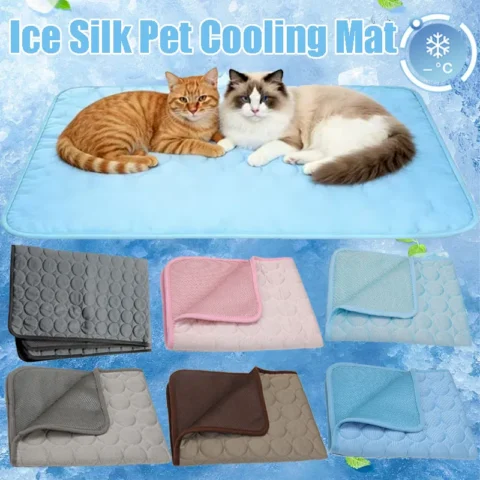 Summer Cool Pet Mat, Ice Silk Breathable Cat Dog Bed, Cooling Pad for Small Large Dogs Cats, Anti-Heat Sleeping Mat