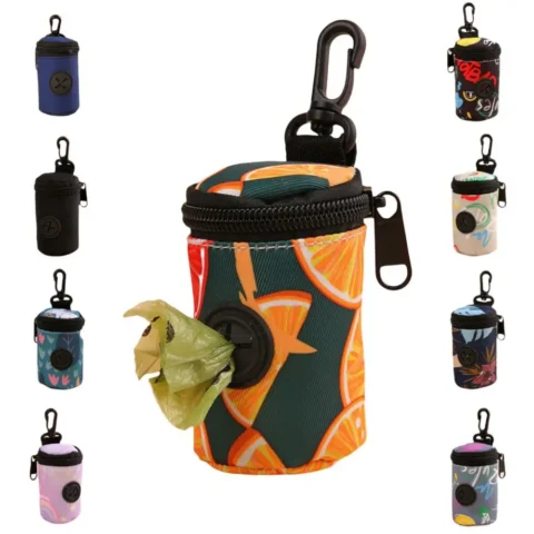 Hangable Dog Poop Bag Dispenser Portable Dogs Walking Accessory Waste Bag Holder Cute Zipper Garbage Bags Organizer Pet Suppl