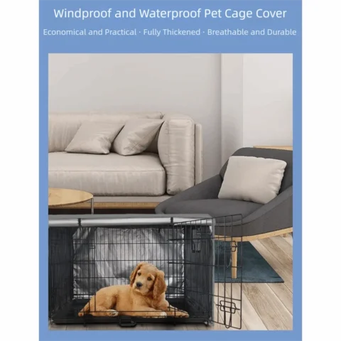 Waterproof Dog Cage Cover Oxford Cloth Thickened Warm Wire Crate Sun Covers Machine Washable Foldable Pet Kennel Cover