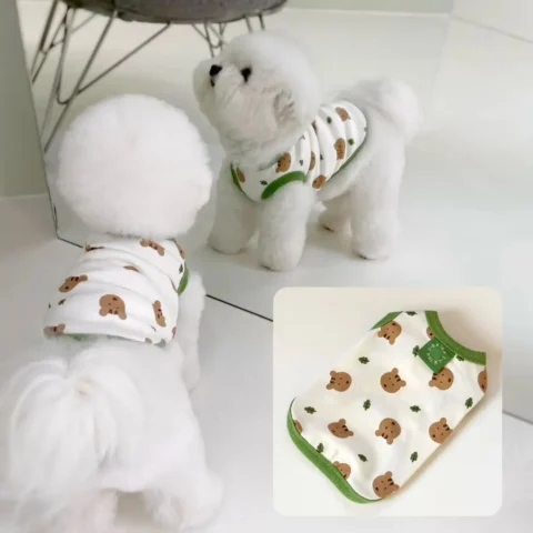 Spring/Summer Cute Bear Dog Clothes Light and Thin Pet Clothing Vests Teddy Bears Small Dogs Puppy Clothes Dog Cooling Vest