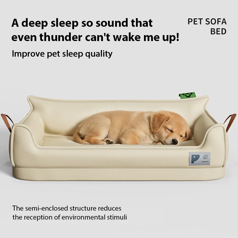 Orthopedic Leather Dog Bed Sofa – Detachable Rectangle Pet Bed with Non-Slip Bottom, Waterproof and Machine Washable for Ulti