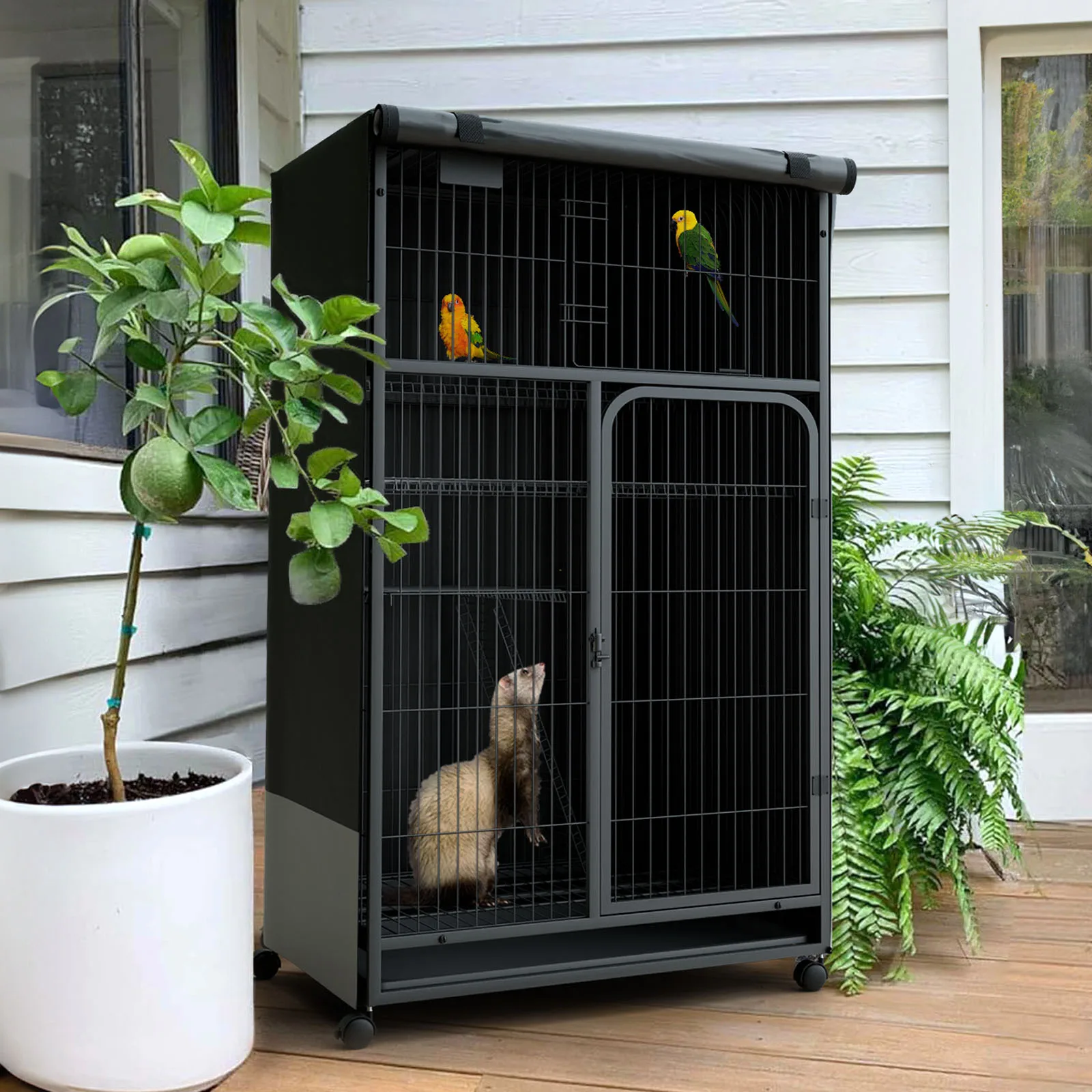 Bird Cage Cover Out Birdcage Cover Durable Breathable Washable Material for Night Heavy Duty Waterproof Pet Parrot Ferret Cov