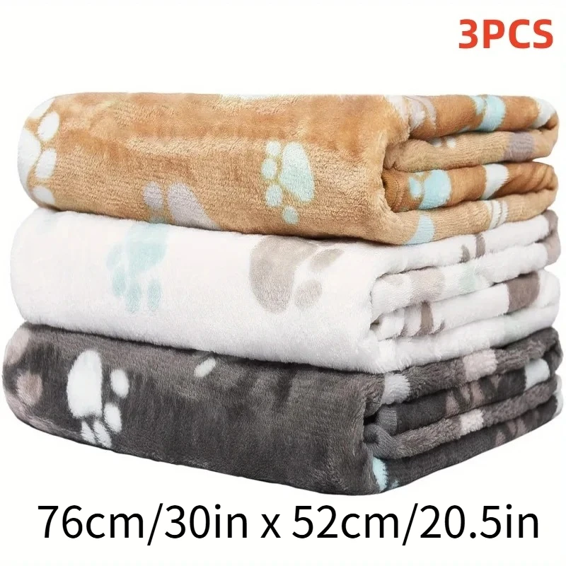 3PCS Soft Flannel Fleece Cat Dog Blanket Bed Mats Paw Foot Print Warm Pet Blanket Sleeping Beds Cover Mat For Pets Supplies - Image 9