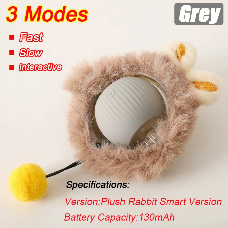 New Cat Interactive Ball Toy Automatic Rolling Ball Faux Tail Rechargeable Smart Pet Electric Toy Dog Cat Training Imitate Mouse - Image 8