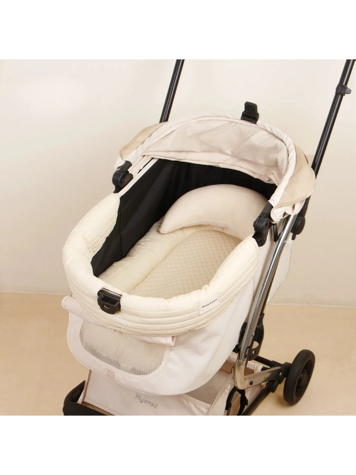 Cooling Pet Stroller Pad Insert – Breathable Ice Silk Dog Pram Cushion Liner – Temperature-Drop Stroller Bed with Bolstered E