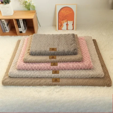 3D Foam Pet Bed with Removable Washable Faux Fur Cover Orthopedic Waterproof Dog Bed for Crate Anti-Slip Bottom Dog Beds mats