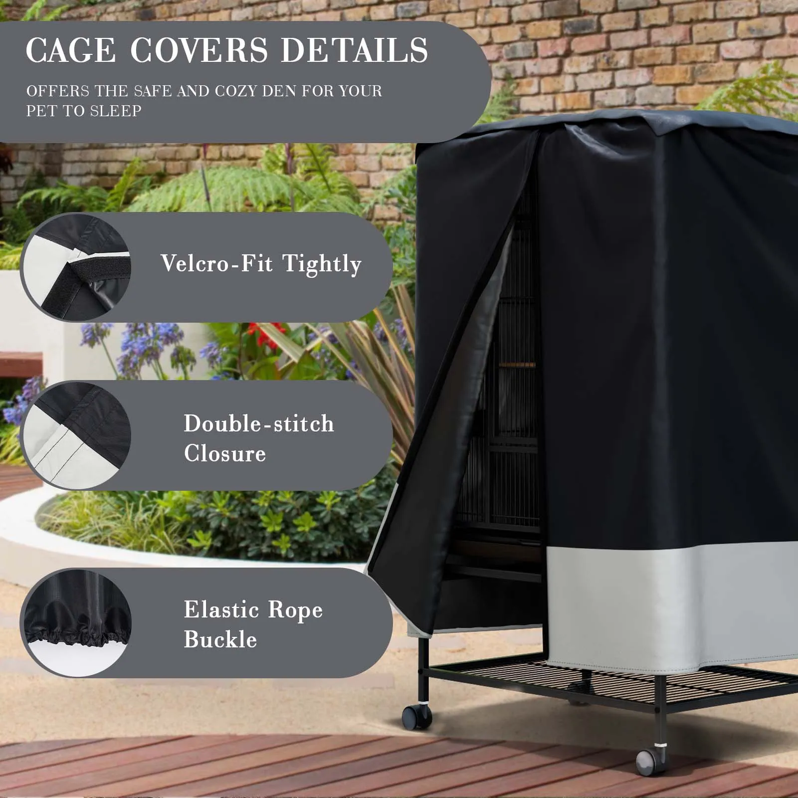 Indoor and Outdoor Bird Cage Cover to Small Animal Privacy Comfort with Removable Top Panel Durable Breathable Waterproof Cov