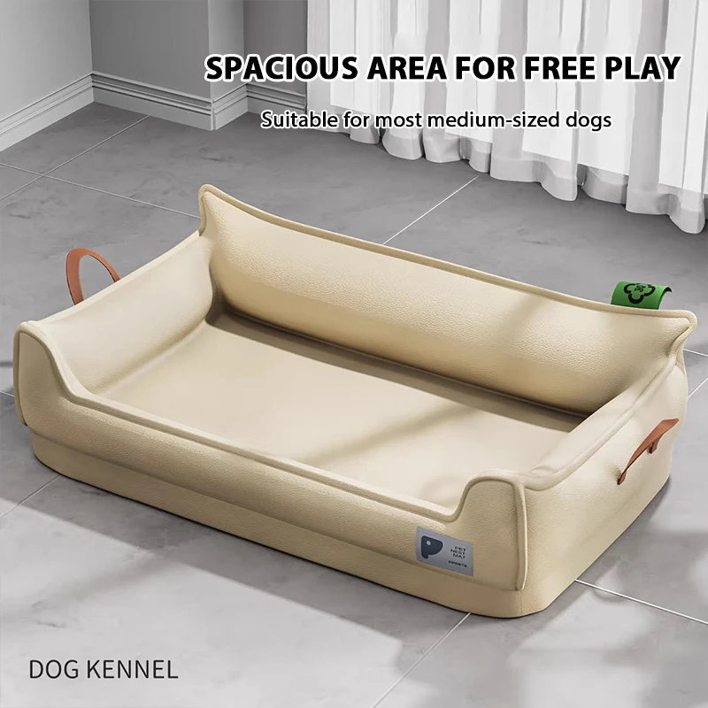 Orthopedic Leather Dog Bed Sofa – Detachable Rectangle Pet Bed with Non-Slip Bottom, Waterproof and Machine Washable for Ulti