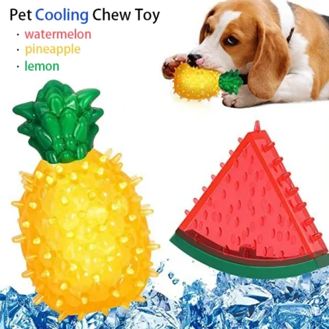 Pet Cooling Chew Toy Reusable Dog Cat Toy Teething Summer Cooling Watermelon Pineapple Lemon Durable Ice Frozen Fruit Shape T