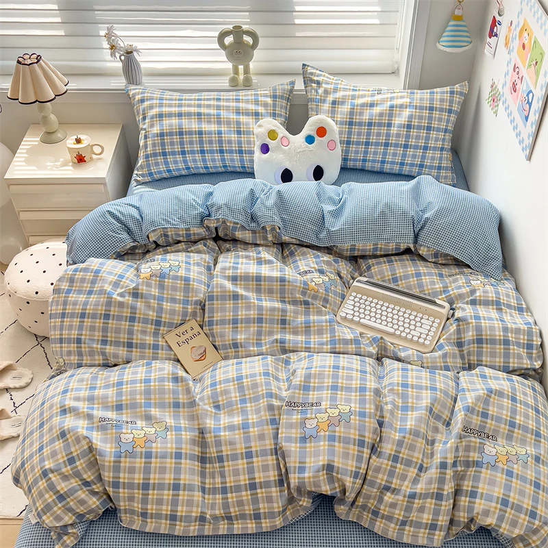 New Cute Stars Printed Bedding Set 4/3/1 Pcs Skin-friedly Breathable Duvet Covers Comfortable Durable Single Double Quilt Cover - Image 29