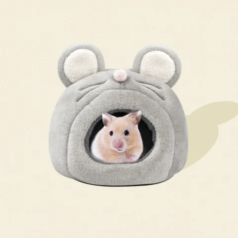 Cute Mouse Shaped Hamster Bed House, Hedgehog Hideout Nest Small Pet Winter Warm Cage Accessories