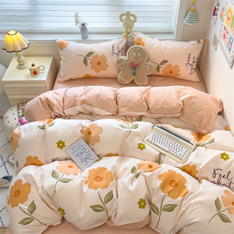 New Cute Stars Printed Bedding Set 4/3/1 Pcs Skin-friedly Breathable Duvet Covers Comfortable Durable Single Double Quilt Cover - Image 11