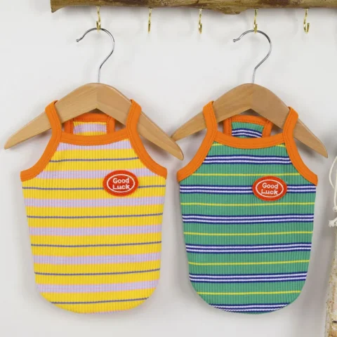 Dog Clothes Summer Strips Sleeveless Hoodie Vest For Small Dogs Chihuahua Poodle Puppy T-Shirt Boy Girl Sweatshirt Vests For
