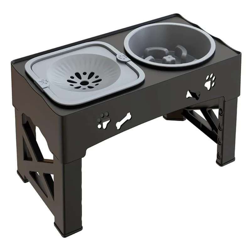 5 Adjustable Height for Different Needs 3 in 1 Pet Feeder Two Bowls One Lift Anti-upset High Neck Guard Slow Food Basin Pet B