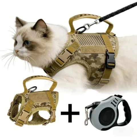 Escape Proof Cat Harness with Retractable Leash Set Adjustable Vest Harness with Handle for Outdoor Walking for Kitten Small 