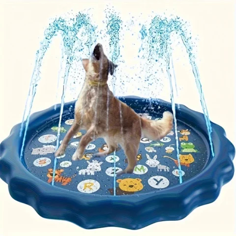 Heavy-duty Outdoor Pet Bath Basin with Water Spray Function - Anti-slip Dog Water Play Cooling, water spraying, and ice cooli