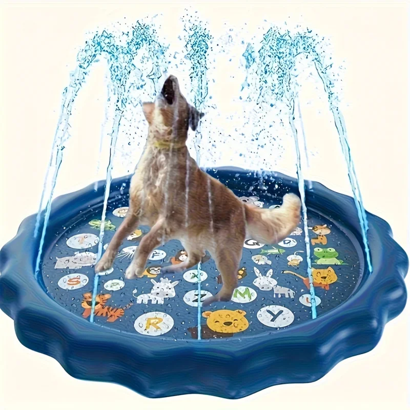 Heavy-duty Outdoor Pet Bath Basin with Water Spray Function - Anti-slip Dog Water Play Cooling, water spraying, and ice cooli