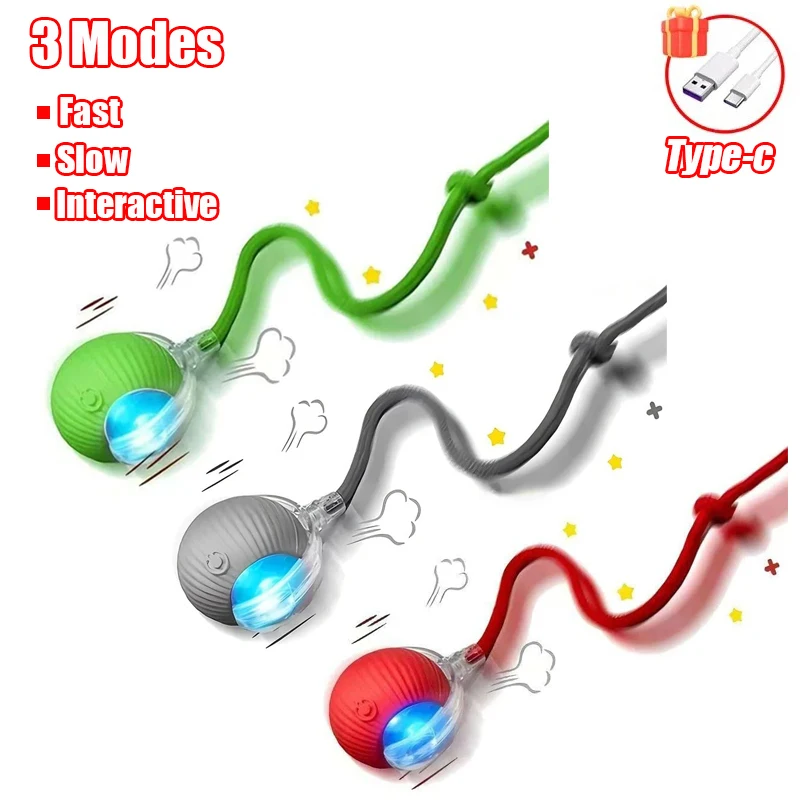 New Cat Interactive Ball Toy Automatic Rolling Ball Faux Tail Rechargeable Smart Pet Electric Toy Dog Cat Training Imitate Mouse - Image 16