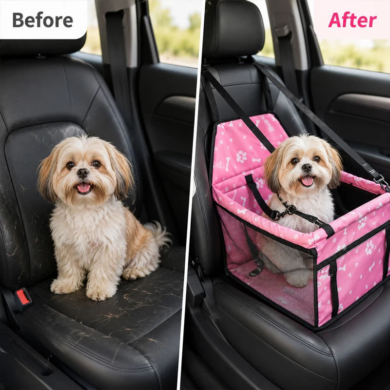 Double Thick Dog Car Seat Cover Foldable Hammock Pet Harness Cat Bag Basket Stable Travel Pet Dog and Cat Safety Car Seat Bag