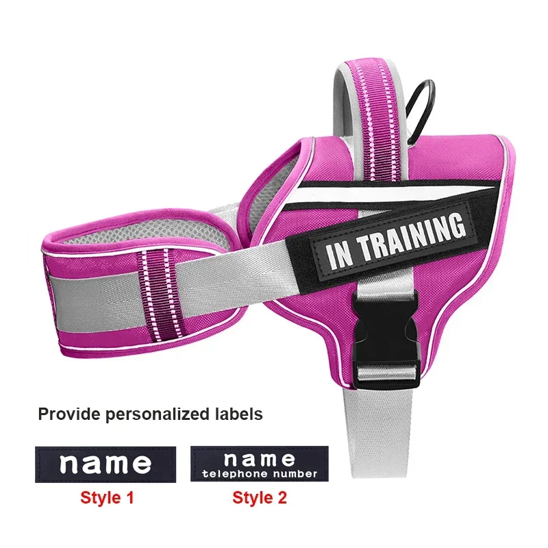 KOMMILIFE Adjustable Nylon Dog Harness Personalized Harness For Dogs Reflective Breathable Neck Guard Dog Harness Vest No Pull - Image 15