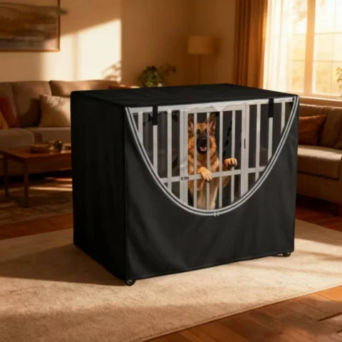 Dark Canine Crate Cover Opaque Dog Crate Cover Pet Accessory Rectangular Fit Lightweight