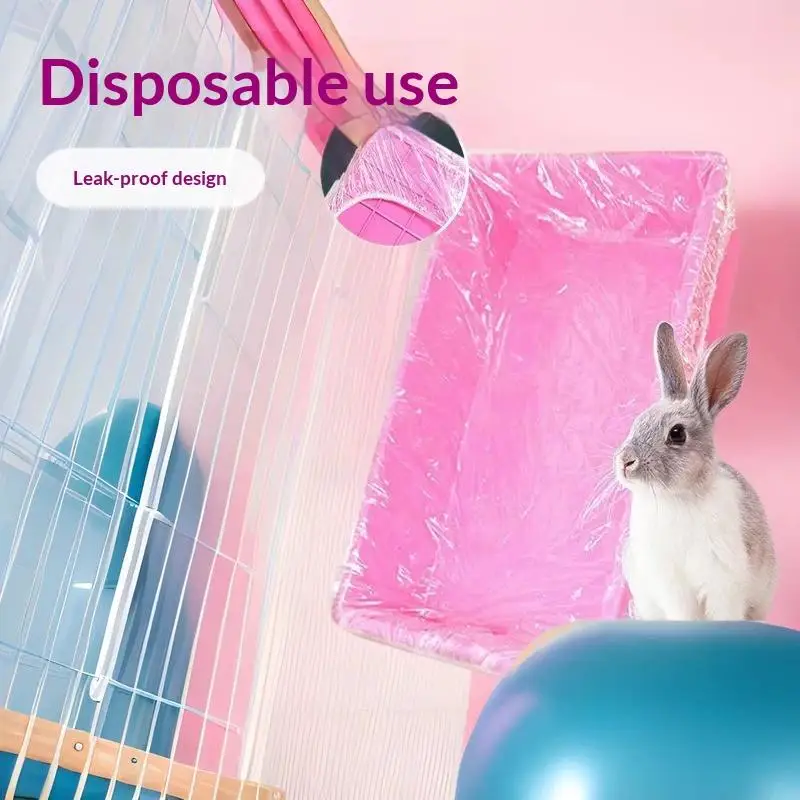 20Pcs Disposable Rabbit Cage Liner Pet Tray Plastic Mat Film Cover Replaceable Universal Toilet Film Small Animal Pet Poop Ba