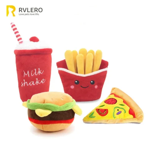 Hamburger Pet Dog Chew Safe Milkshake Funny Dog Chew Toy Comfortable Puppy Molar Toy Pizza Plush Doll Pet Supplies Accessorie