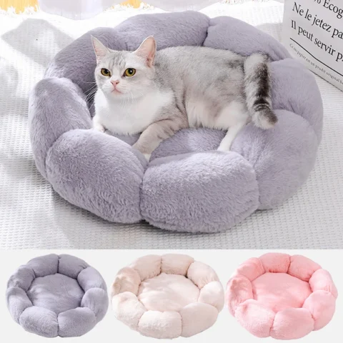 Flower Soft Cat Bed Sleeping Warm Small Cat Bed for Dog Cushion Breathable Cat Sofa Thicken Dog House Bed Accessories