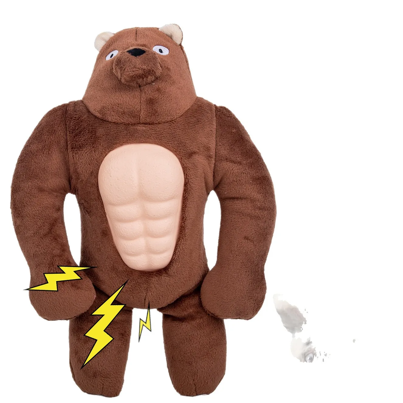 Squeaky Muscle Bear Dog Toy Plush Interactive Chew Toy Natural Rubber Belly Built in Squeaker for Small Medium Large Dogs Play - Image 7