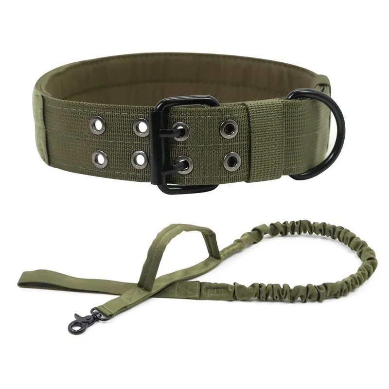 Outdoor Tactical Dog Collar Set Dog Leash Metal Buckle Breathability Nylon Adjustable Dog Collar for Training Neck Pet Produc