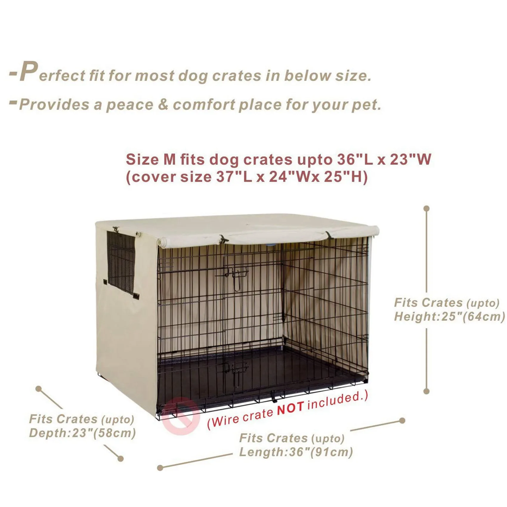 2X Dog Crate Cover Oxford Cloth Pet Kennel Cover Universal Fit For 36 Inches Wire Dog Crate-ABYA