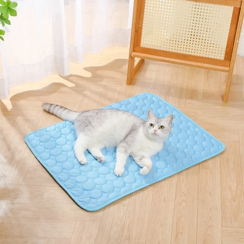 Summer Pet Ice Pad Cool Sleeping Mat Breathable Ice Silk Washable Pet Bed Durable Dog Cat Cushion Pet Supplies for Home Outdo