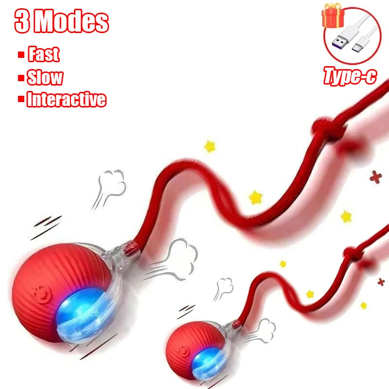New Cat Interactive Ball Toy Automatic Rolling Ball Faux Tail Rechargeable Smart Pet Electric Toy Dog Cat Training Imitate Mouse - Image 9