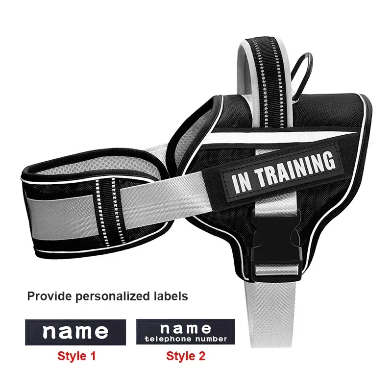 KOMMILIFE Adjustable Nylon Dog Harness Personalized Harness For Dogs Reflective Breathable Neck Guard Dog Harness Vest No Pull - Image 12