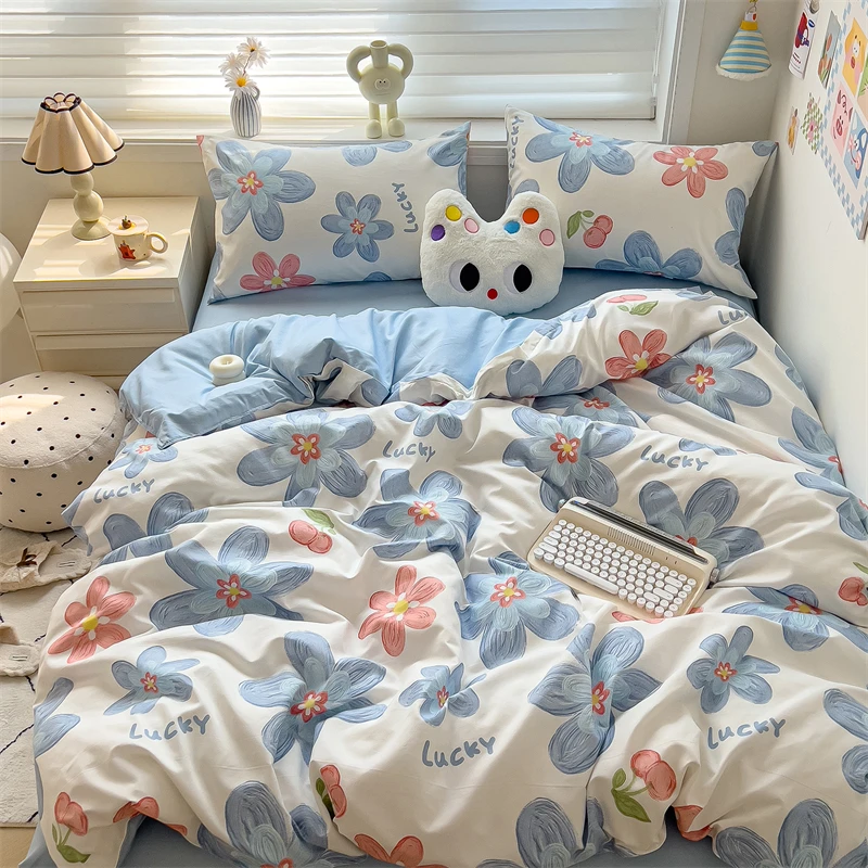 New Cute Stars Printed Bedding Set 4/3/1 Pcs Skin-friedly Breathable Duvet Covers Comfortable Durable Single Double Quilt Cover - Image 30