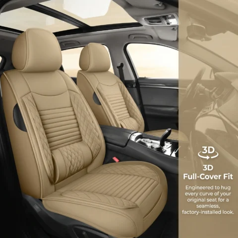 All Inclusive Seat Cover Full Leather Car Seat Cushion Single Seat Driver and Passenger Seat Cover, All Season Universal Pad