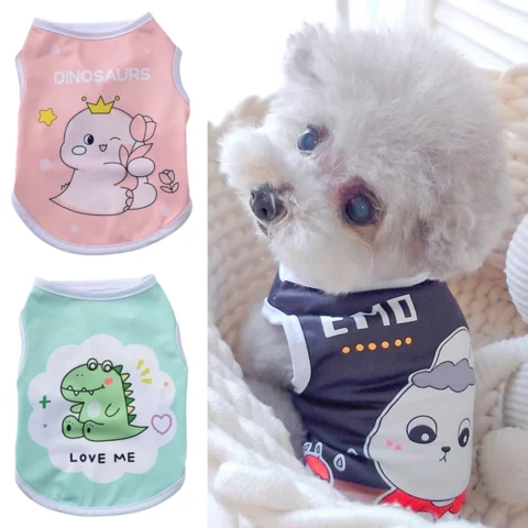Cute Print Puppy Dog Vest Shirt Spring Summer Pet Clothes for Small Dogs Pomeranian Poodle Cat Shirts Mascotas Clothing Appar