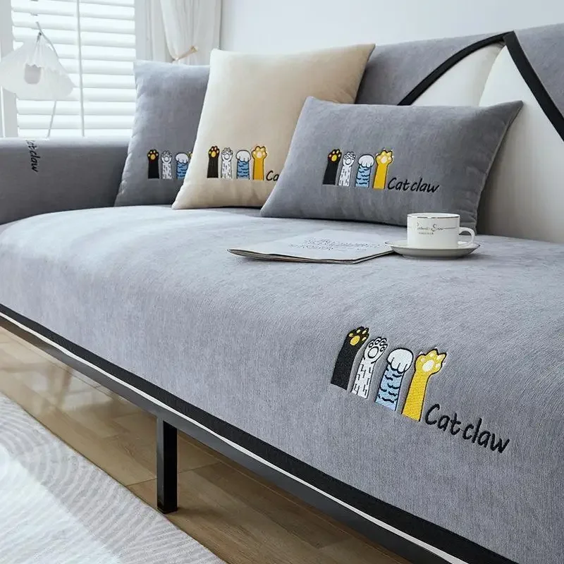 High-grade Chenille Sofa Cushion Four Seasons Universal Non-slip Straight Type Sofa Cover Straight Row Sofa Cushion Suit - Image 6