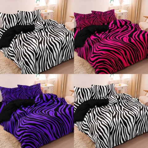 3pcs Bedding Set Rose Red Zebra Print Leopard Print Digital Print Duvet Cover Set,,Digital Print,Using A Family Hotel Dormito