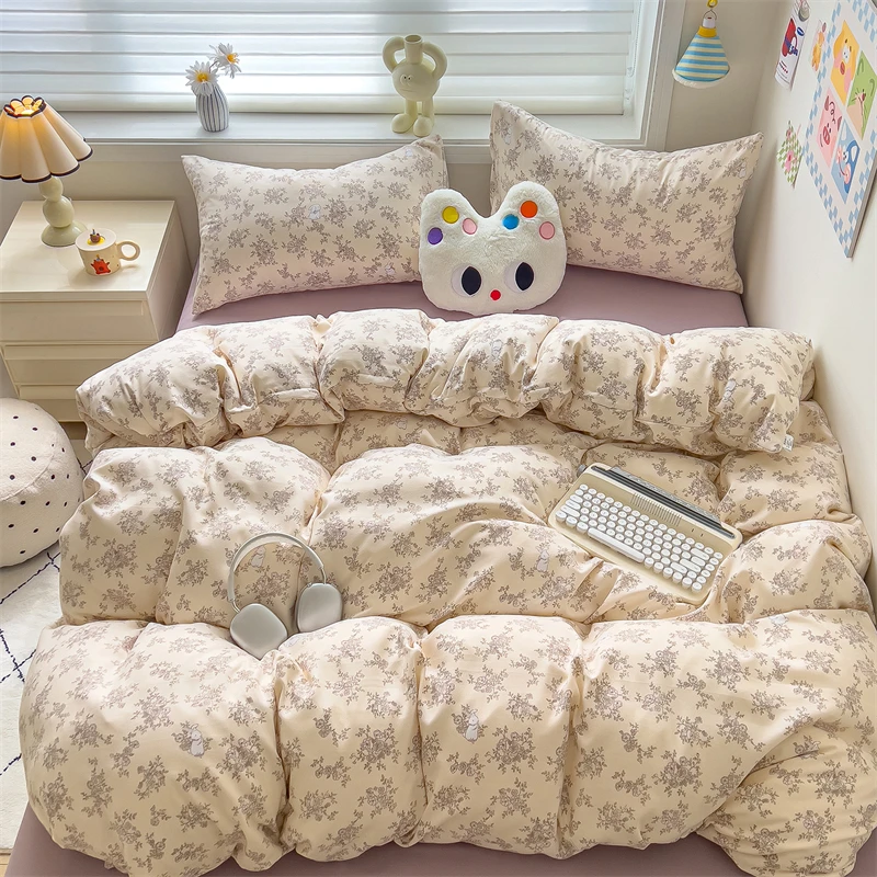 New Cute Stars Printed Bedding Set 4/3/1 Pcs Skin-friedly Breathable Duvet Covers Comfortable Durable Single Double Quilt Cover - Image 38