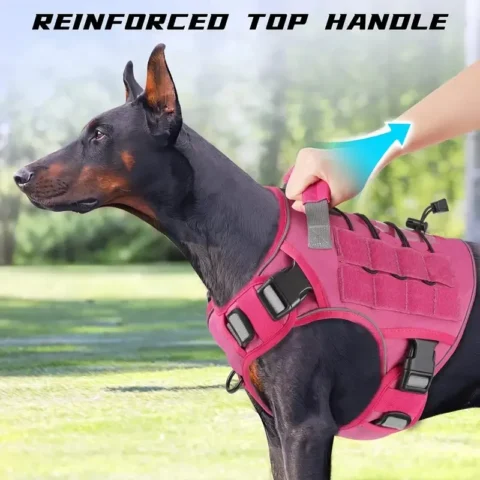 Adjustable No Pull Tactical Dog Harness with Handle Reflective Military Vest for Large Dogs Labrador